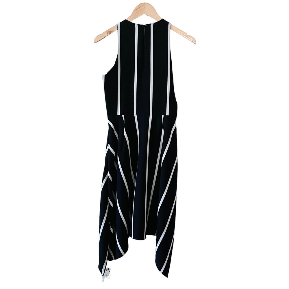 Banana Republic Striped Asymmetrical Hem Sleeveless Dress 6 Petite Black White - Picture 4 of 11